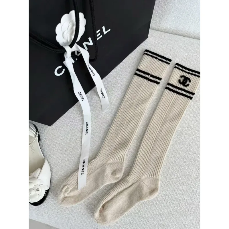 Chanel Monogram Jacquard Calf Socks three colors #A59249