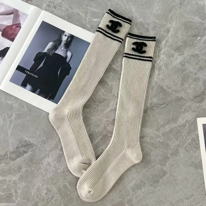 Chanel Monogram Jacquard Calf Socks three colors #A59249