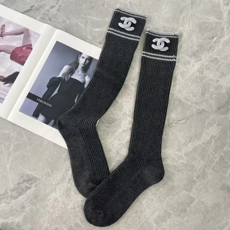 Chanel Monogram Jacquard Calf Socks three colors #A59249