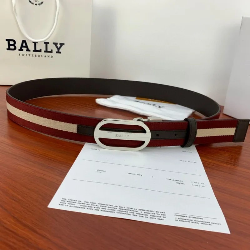 BALLY AAA+ belts Luxury Leather Belts Smooth Buckle Designer Belt width:3.4cm #A54014
