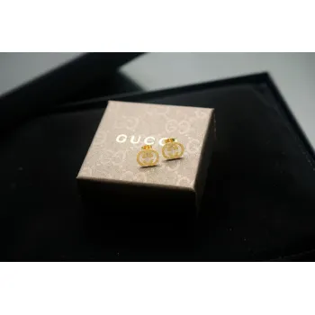 Gucci Heritage Gold Studs Classic Interlocking G Design earring #A52296