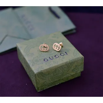 Gucci Heritage Gold Studs Classic Interlocking G Design earring #A52291
