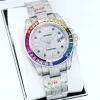 Rolex Stainless Steel Watch with Full Diamond Pave and Colored Sapphires 41mm #A46397