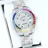Rolex Stainless Steel Watch with Full Diamond Pave and Colored Sapphires 41mm #A46397