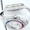 Rolex Stainless Steel Watch with Full Diamond Pave and Colored Sapphires 41mm #A46397