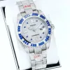 Rolex Stainless Steel Watch with Full Diamond Pave and Colored Sapphires 41mm #A46397