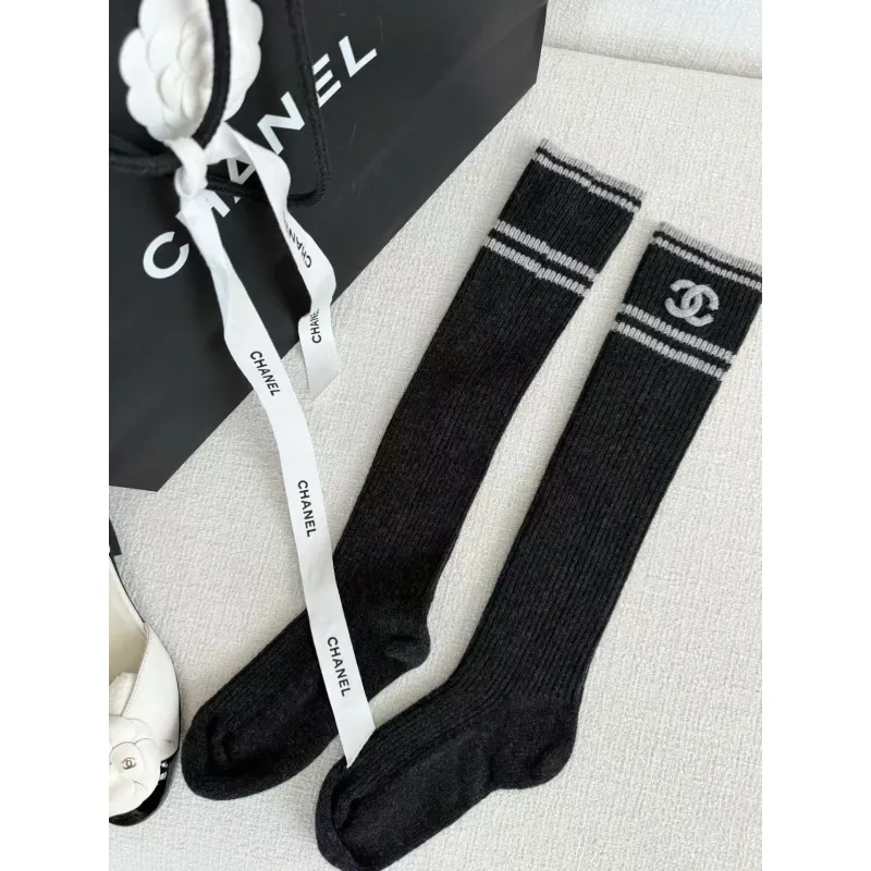 Chanel Monogram Jacquard Calf Socks three colors #A59249
