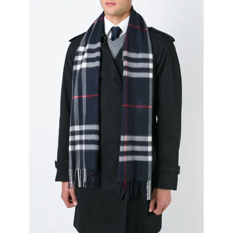 Burberry Mens Scarf Navy blue cashmere #9115986