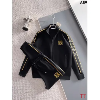 Loewe Inspired Black Tracksuit Set with Gold Accents #A54388