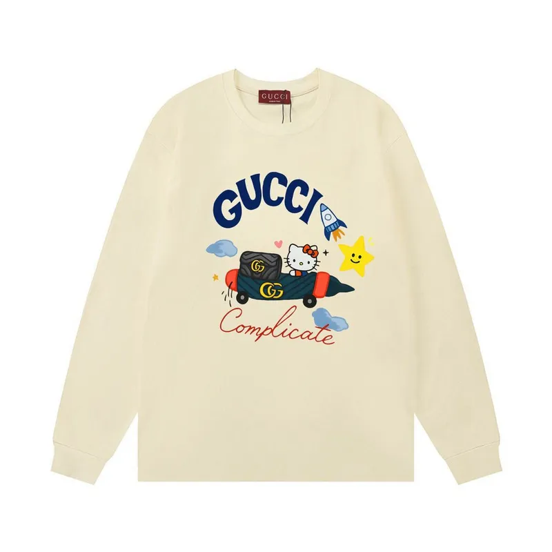 Gucci Cream Long - Sleeve Shirt With Hello Kitty Rocket And Brand Elements #A54299