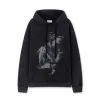 Off - White Black Hoodie With Artistic Graphic Print And Branded Details #A54245