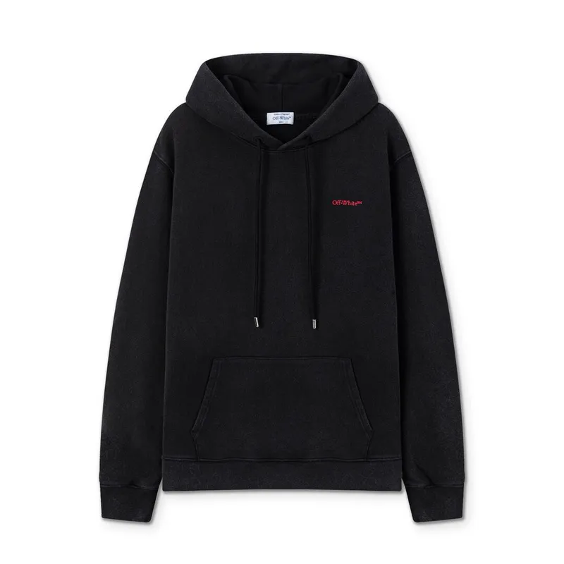 Off - White Black Washed Hoodie With Subtle Red Louis Vuittonogo #A54250