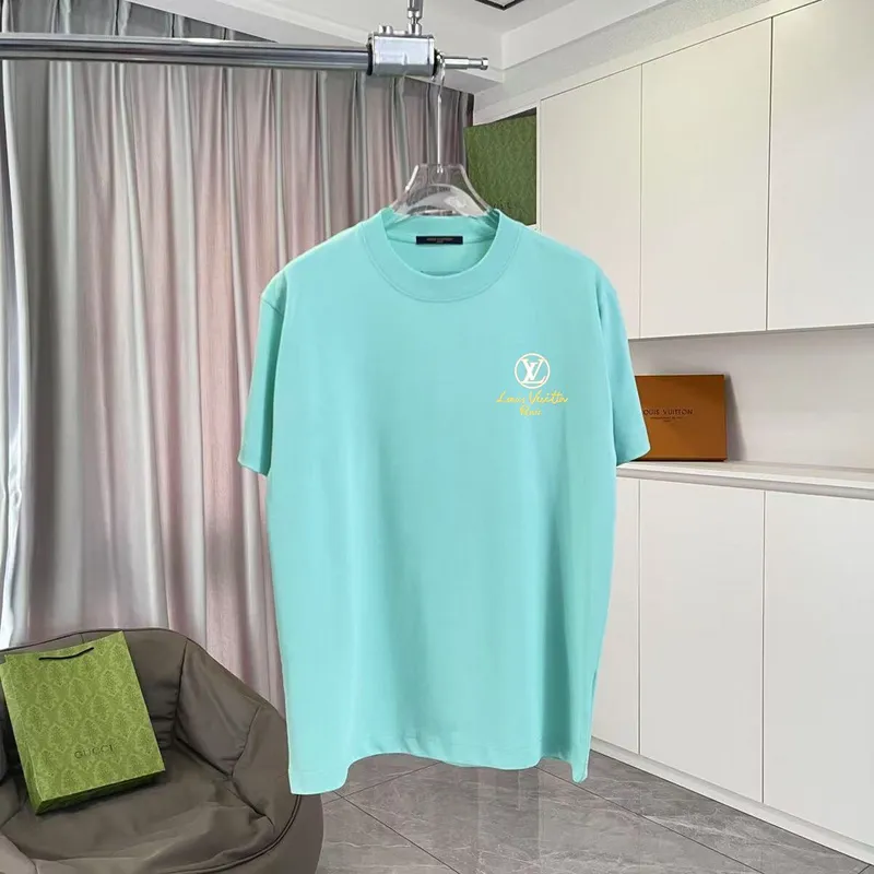 Chic Louis Vuitton T Shirt With Gold Logo And Paris Lettering For Fashionistas Black/White/Purple/Light Blue #A54352