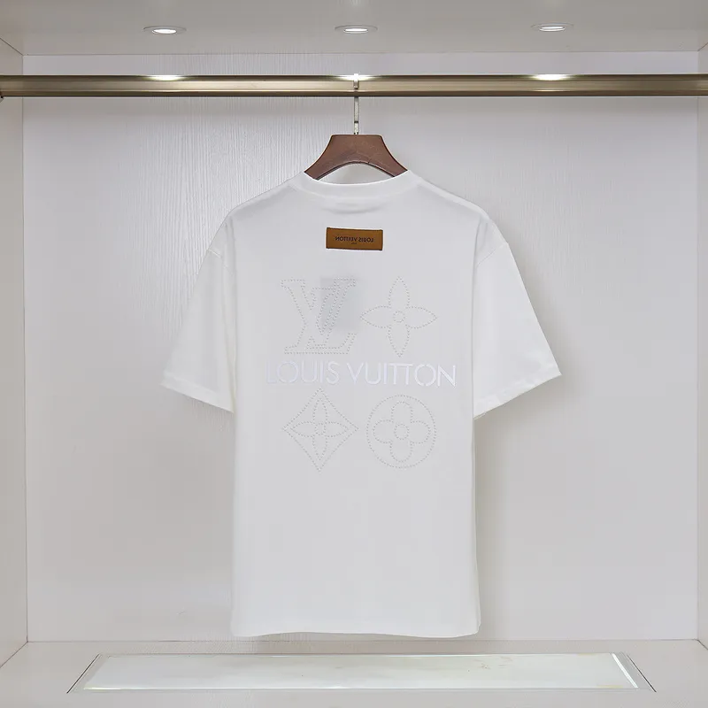 Louis Vuitton Black/White T - Shirt With Rhinestone Logo And Brand Detailing #A54244 Louis Vuitton Black/White T - Shirt With Rhinestone Logo And Brand Detailing #A54244