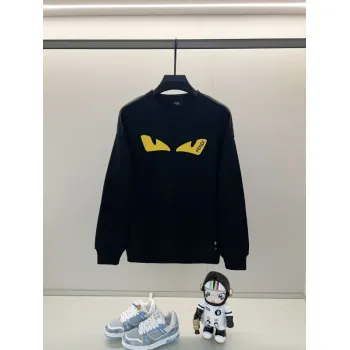 Fendi Black Sweatshirt With Iconic Yellow Monster Eye And Louis Vuittonogo Design #A54421
