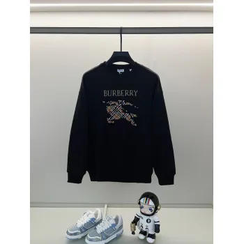 Burberry White/Black Sweatshirt With Classic Equestrian Knight Logo And Brand Name #A54394