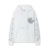 Off-White Hoodie With Artistic Back Print Featuring Cherubs Car And Brand Elements Black/White #A54326