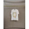 Balmain Paris White/Black T Shirt with Gold Chain and Blue Ribbon Circular Graphic Design for Men #A54257