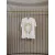 Balmain Paris White/Black T Shirt with Gold Chain and Blue Ribbon Circular Graphic Design for Men #A54257