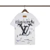 Louis Vuitton Black T Shirt with Abstract Brush Stroke Print and Artistic Logo Graphic for Men #A54255