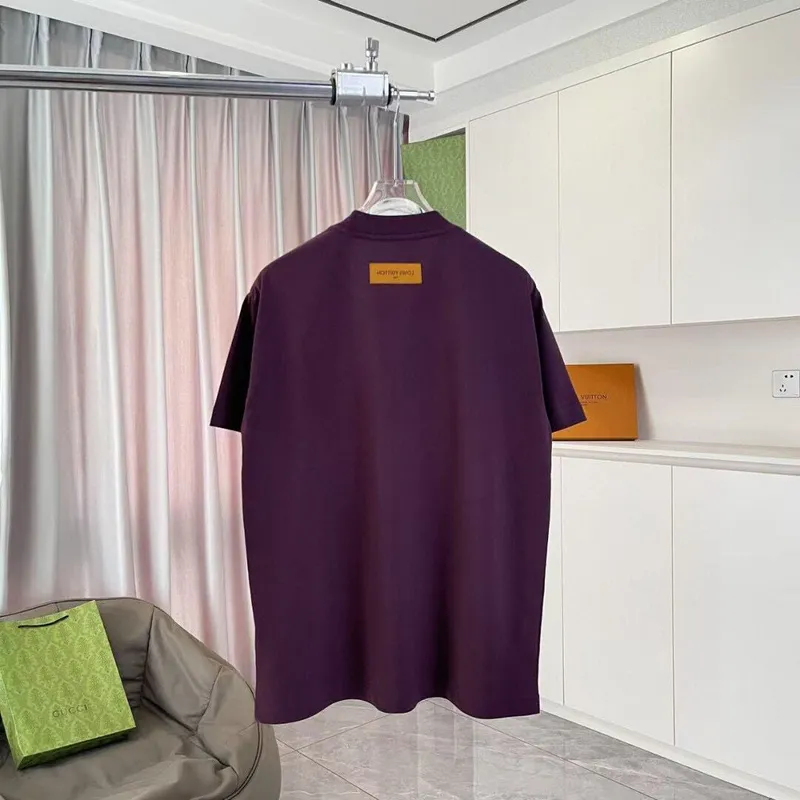 Eye catching Louis Vuitton T Shirt With Colorful Brand Motifs For Fashion Fans Black/White/Purple/Light Blue #A54350