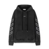 Off - White Washed Black Hoodie With Signature Diagonal Stripes And OFF Logo #A54329 Off - White Washed Black Hoodie With Signature Diagonal Stripes And OFF Logo #A54329