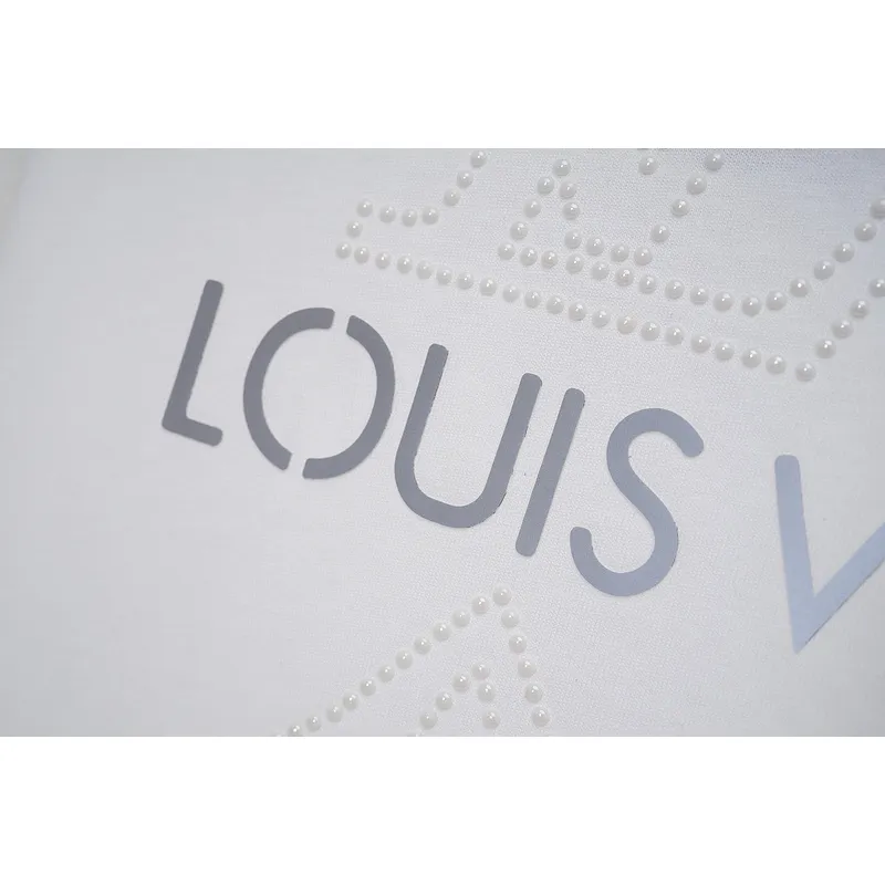 Louis Vuitton Black/White T - Shirt With Rhinestone Logo And Brand Detailing #A54244 Louis Vuitton Black/White T - Shirt With Rhinestone Logo And Brand Detailing #A54244