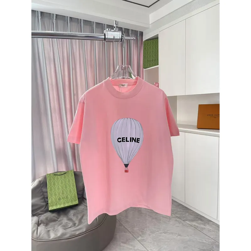 CELINE LOOSE T-SHIRT IN COTTON JERSEY Black/Pink/Grey #A53417