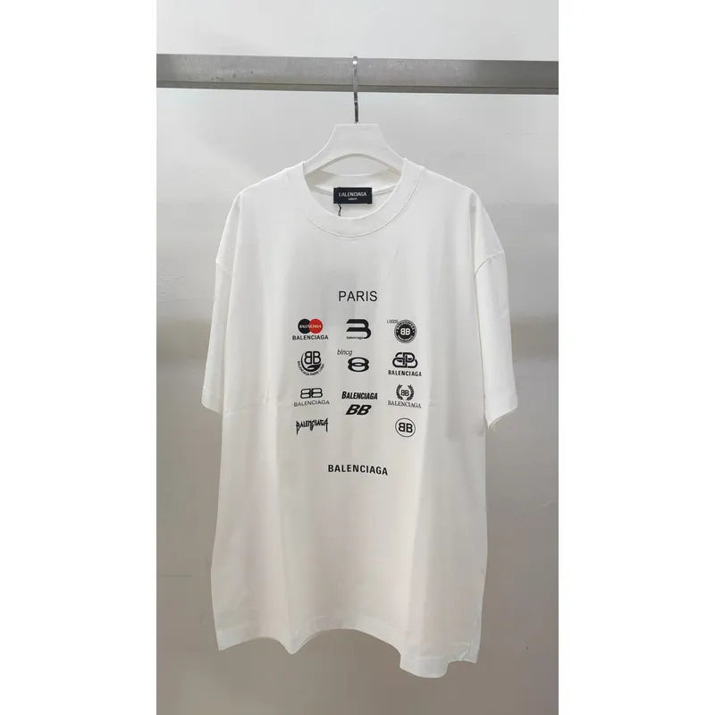 Balenciaga Gucci T-shirts for Men  Balenciaga Logo Print Pink/White/Grey #A54096