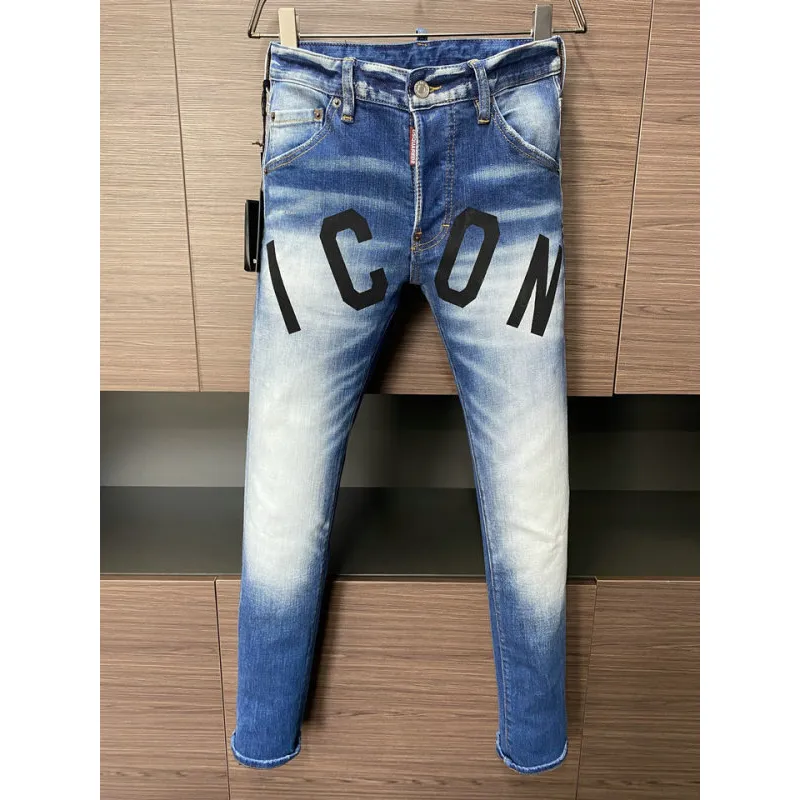 2025 DSQ2 Mens Denim Jeans  Bold ICON Print with Faded Wash for Trend - Setting Gentlemen #A54903