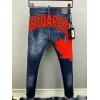 2025 DSQ2 Mens Denim Jeans Bold Red Maple Leaf Print with Faded Wash for Trendy Gentlemen #A54911