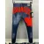 2025 DSQ2 Mens Denim Jeans Bold Red Maple Leaf Print with Faded Wash for Trendy Gentlemen #A54911