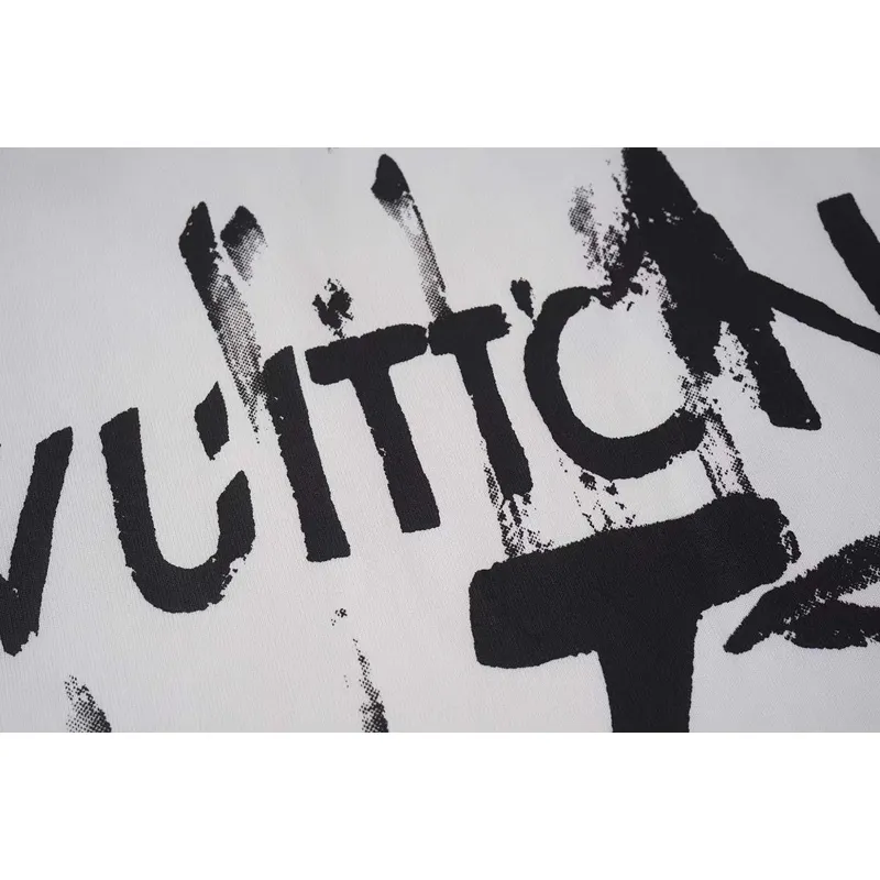 Louis Vuitton Black T Shirt with Abstract Brush Stroke Print and Artistic Logo Graphic for Men #A54255