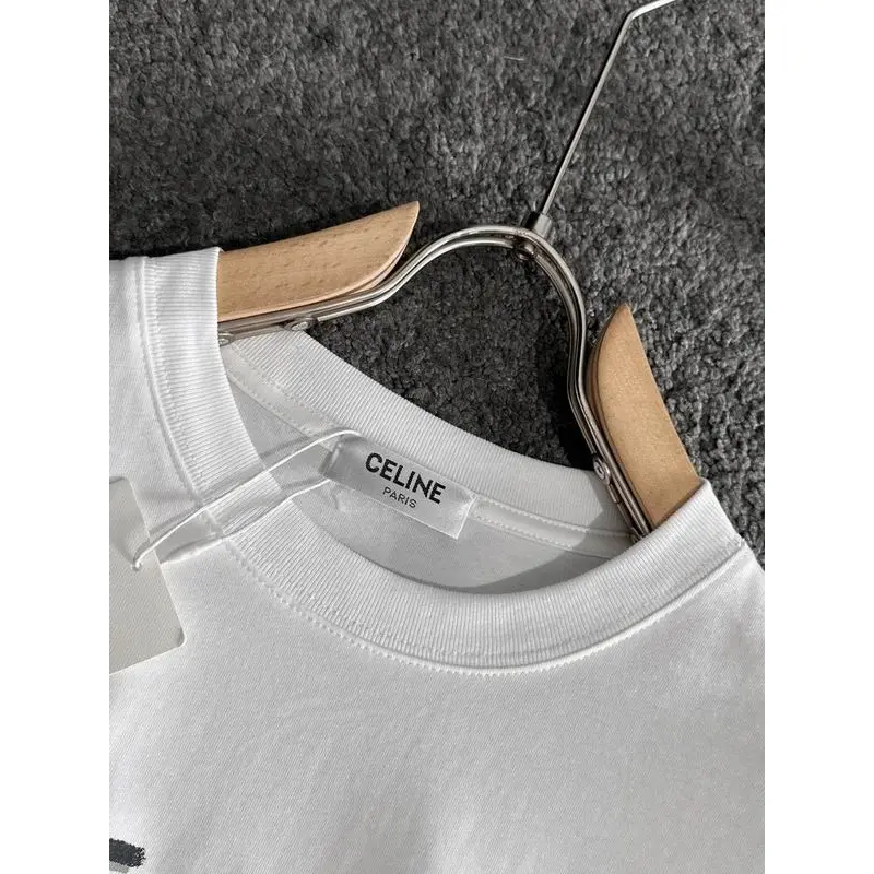 Celine T-Shirts for MEN Black/White #A46956