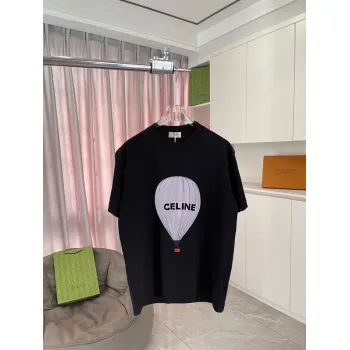 CELINE LOOSE T-SHIRT IN COTTON JERSEY Black/Pink/Grey #A53417