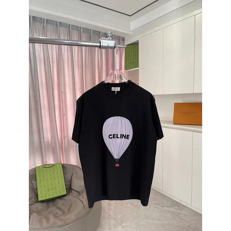 CELINE LOOSE T-SHIRT IN COTTON JERSEY Black/Pink/Grey #A53417