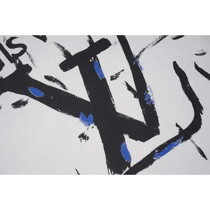 Louis Vuitton Black T Shirt with Abstract Brush Stroke Print and Artistic Logo Graphic for Men #A54255