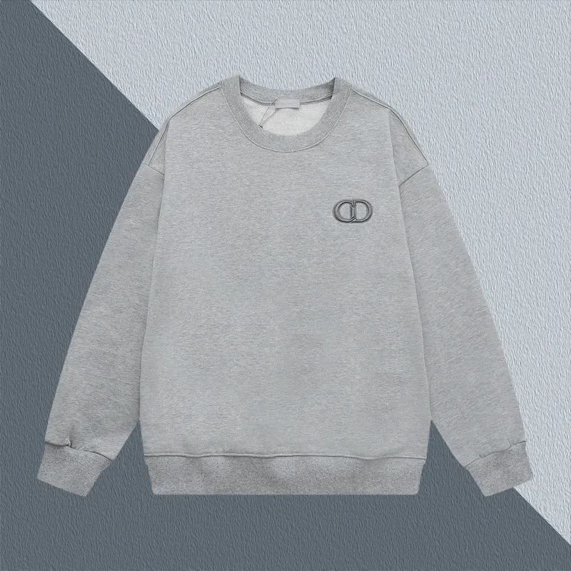 D-ior Grey Crew Neck Sweatshirt With Iconic CD Logo For Timeless Luxury Style Grey/Black #A54275