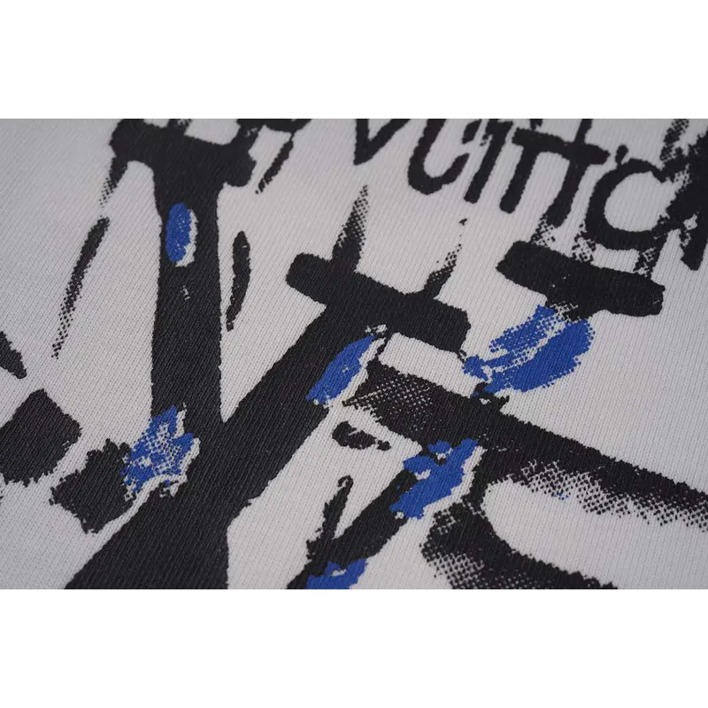 Louis Vuitton Black T Shirt with Abstract Brush Stroke Print and Artistic Logo Graphic for Men #A54255
