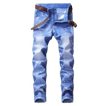 Nostalgic ripped motorcycle jeans Jeans for Mens Long Jeans #99905851