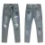 AMIRI Distressed Gray Jeans With Colorful Embroidered Patterns And Unique Ripped Details #A54414