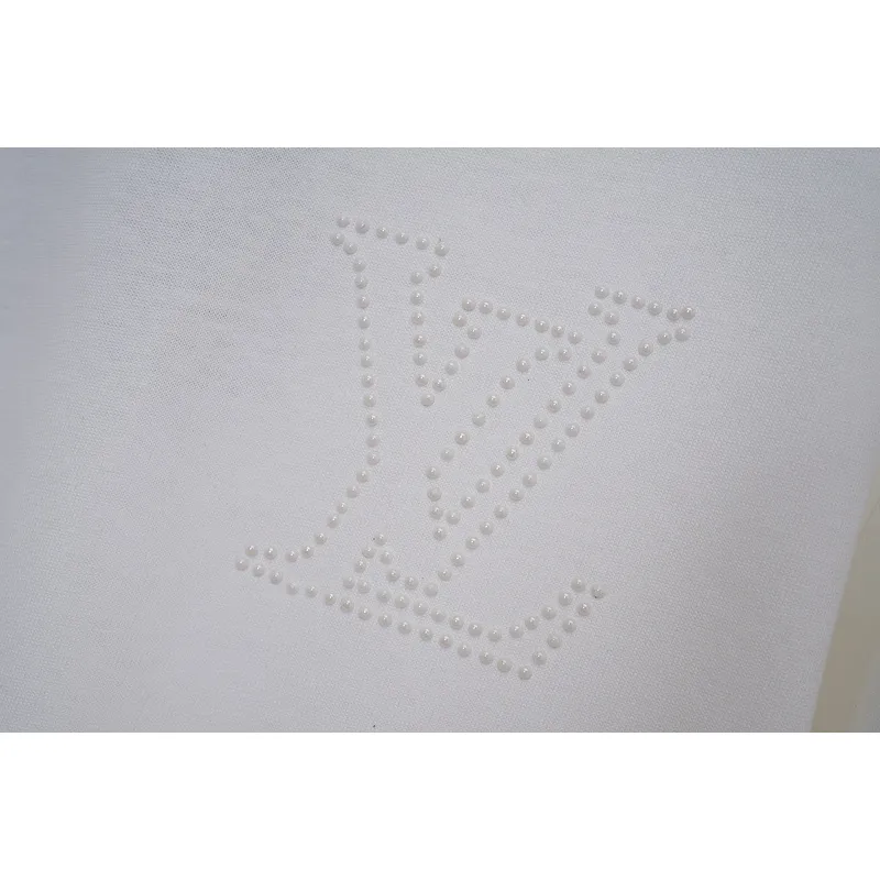 Louis Vuitton Black/White T - Shirt With Rhinestone Logo And Brand Detailing #A54244 Louis Vuitton Black/White T - Shirt With Rhinestone Logo And Brand Detailing #A54244
