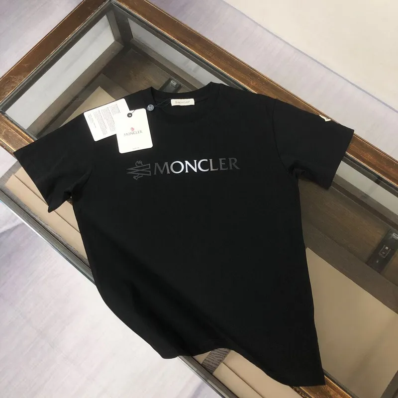 Moncler  Black/White Flocked Logo Cotton T-shirt #A53941