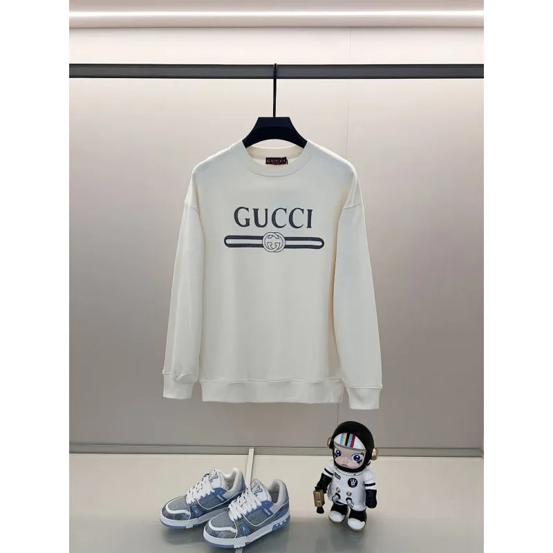 Gucci Cream Sweatshirt With Classic Louis Vuittonogo And Interlocking G Design #A54418