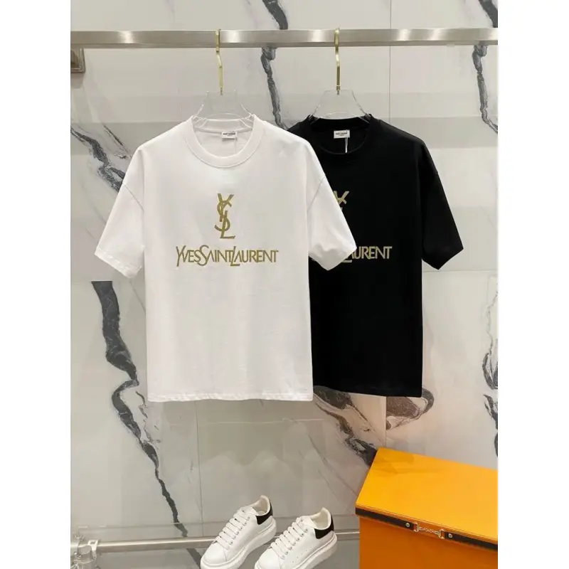 YSL T-Shirts for MEN Black/White #A47062