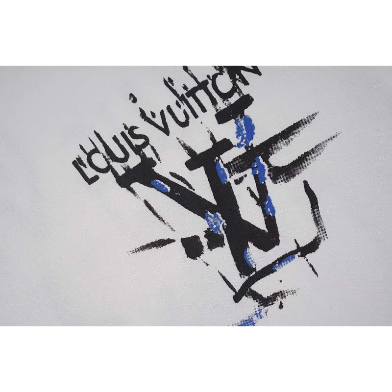 Louis Vuitton Black T Shirt with Abstract Brush Stroke Print and Artistic Logo Graphic for Men #A54255