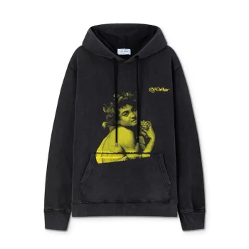 Off - White Black Washed Hoodie With Vintage Art Graphic And Louis Vuittonogo #A54246