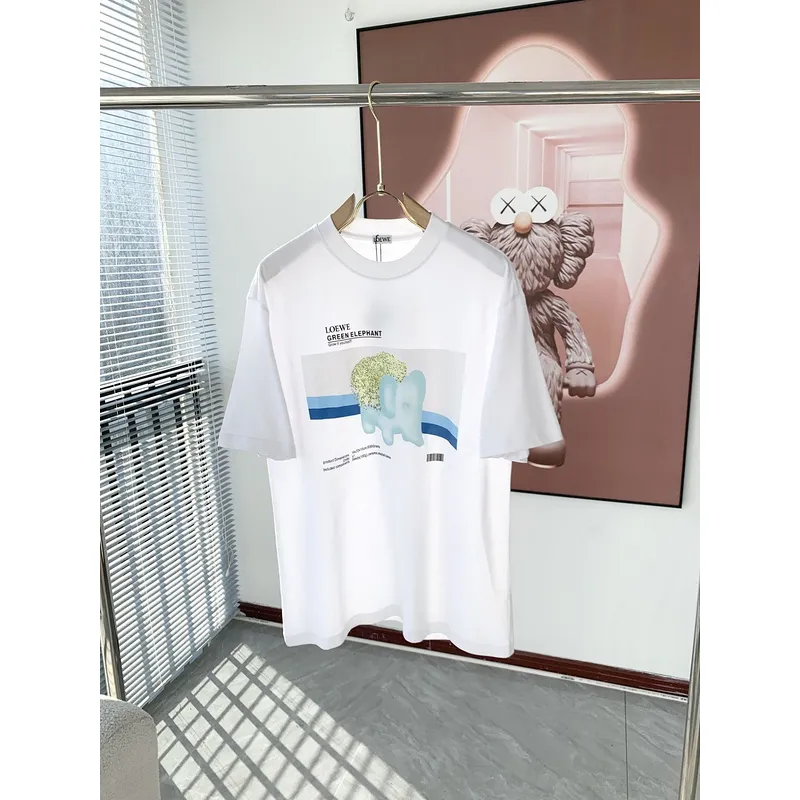 Loewe Chia Elephant-Print Cotton-Jersey T-Shirt Black/White #A53829