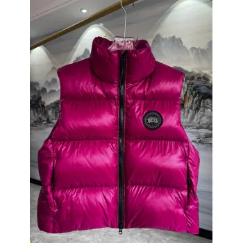 Ca*Goose Black logo Cypress Puffer Series Fitted Solid Color Glossy High Neck Sleeveless Windproof Down Jacket #A57848