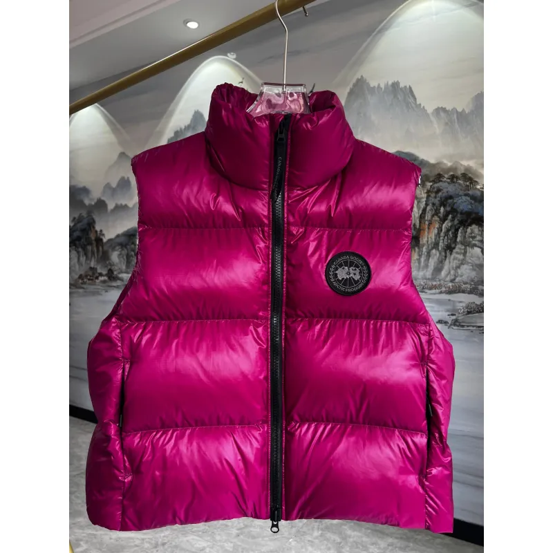 Ca*Goose Black logo Cypress Puffer Series Fitted Solid Color Glossy High Neck Sleeveless Windproof Down Jacket #A57848